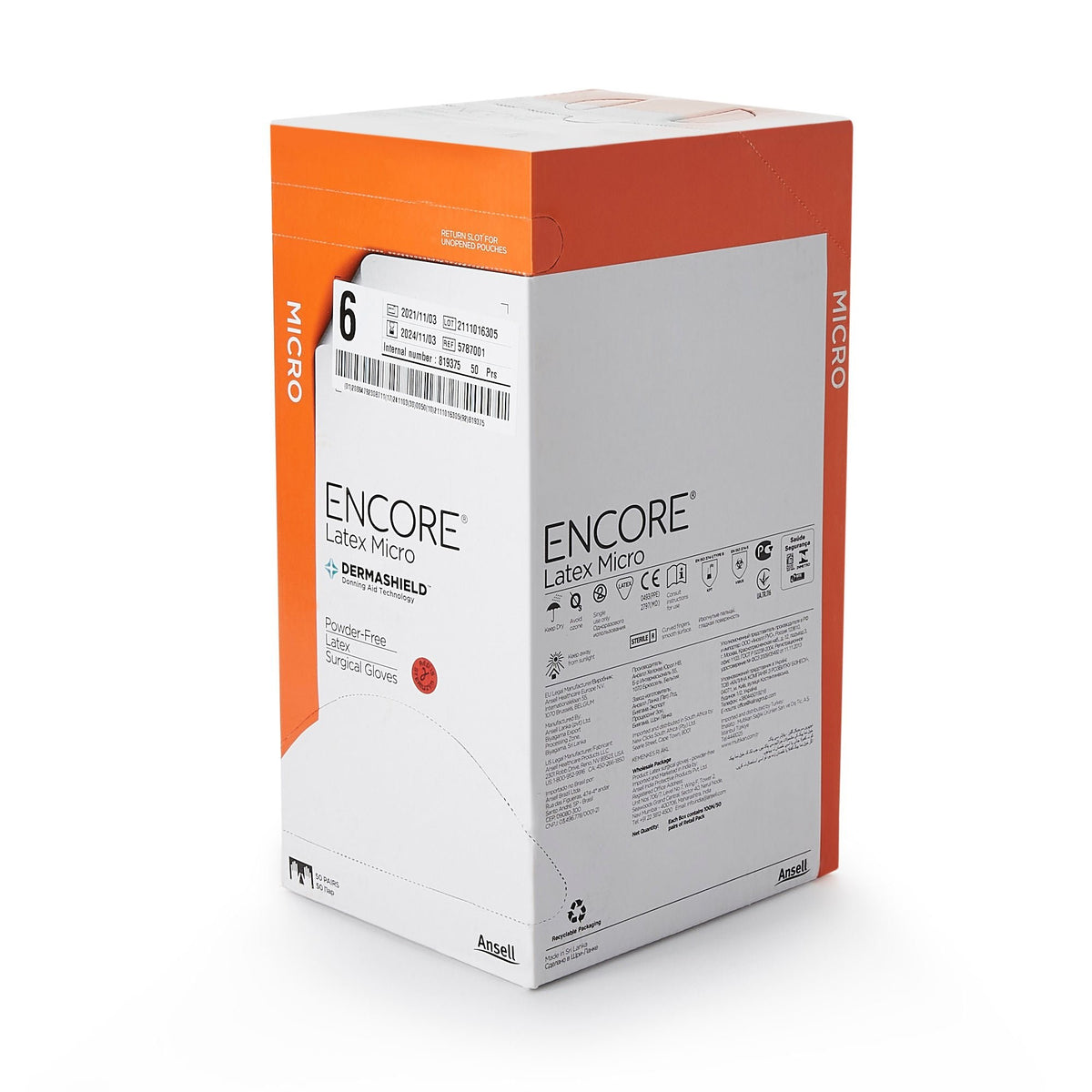 Encore Latex Micro Surgical Glove, Sterile, Brown