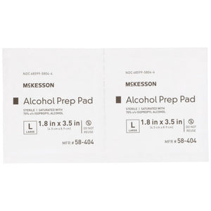 McKesson Alcohol Prep Pads, Large, Sterile, 1.8" x 3.5" - 58-404 - LL Medico