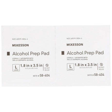 McKesson Alcohol Prep Pads, Large, Sterile, 1.8" x 3.5"