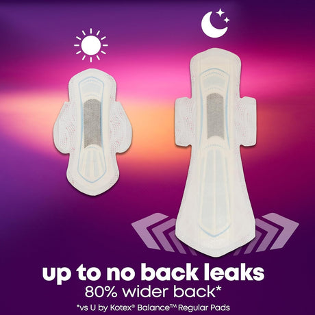 U by Kotex Balance Overnight Ultra Thin Pads with Wings, Unscented