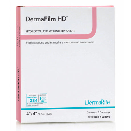 DermaRite DermaFilm HD Hydrocolloid Wound Dressing, 4" x 4" - 00239E - LL Medico