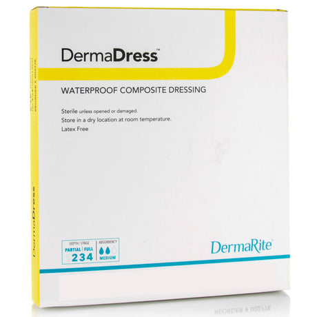 DermaRite DermaDress Composite Dressing, Square Sterile Waterproof Film Backing - 00276E - LL Medico