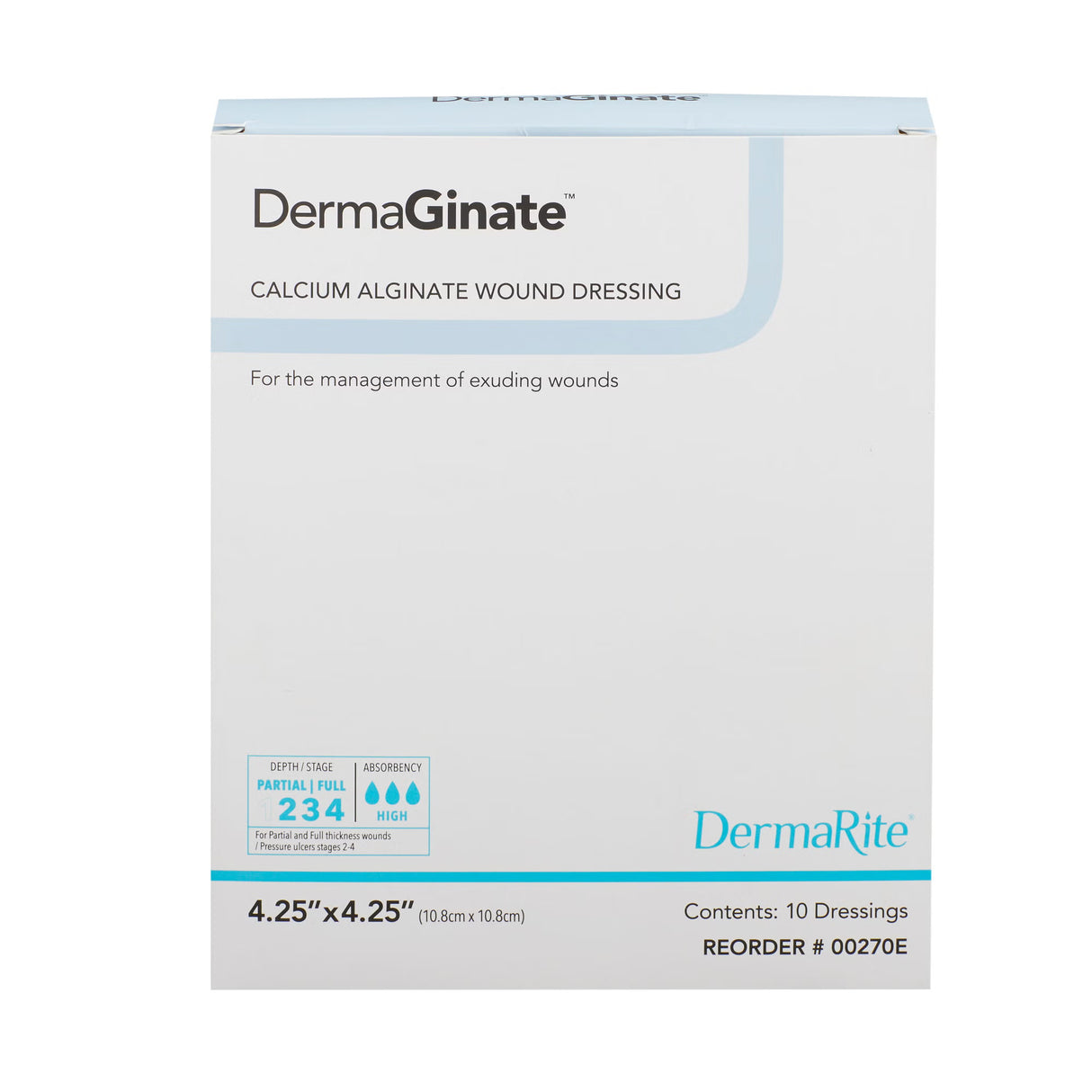 DermaRite DermaGinate Calcium Alginate Dressing, Square — 4.25" x 4.25"