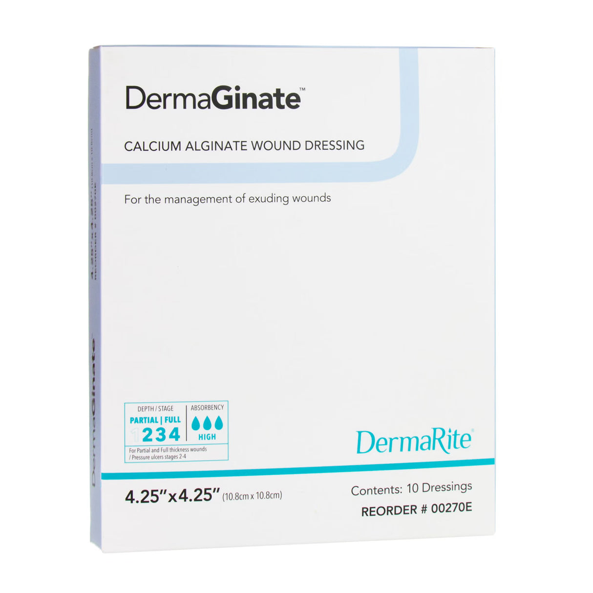 DermaGinate Alginate Dressing, 4-1/4 x 4-1/4 Inch