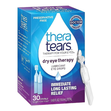 TheraTears Dry Eye Therapy Lubricant Eye Drops, Preservative-Free Single-Use Vials, 0.25% - 58790000030 - LL Medico