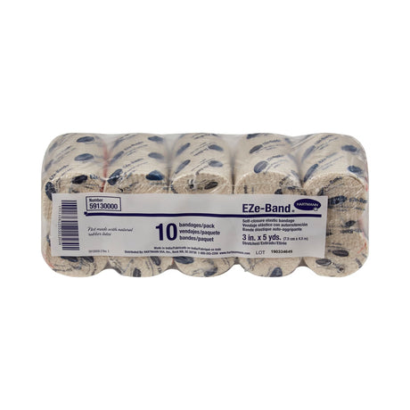 EZe-Band LF Elastic Bandage, Double Hook and Loop Closure, Tan, Elastic, Non-Sterile, Standard Compression - LL Medico