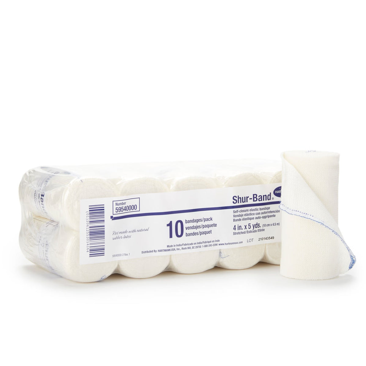 Shur-Band LF, Elastic Bandage, Single Hook and Loop Closure, Natural, Nonsterile, Standard Compression, 5 Yard Length - LL Medico