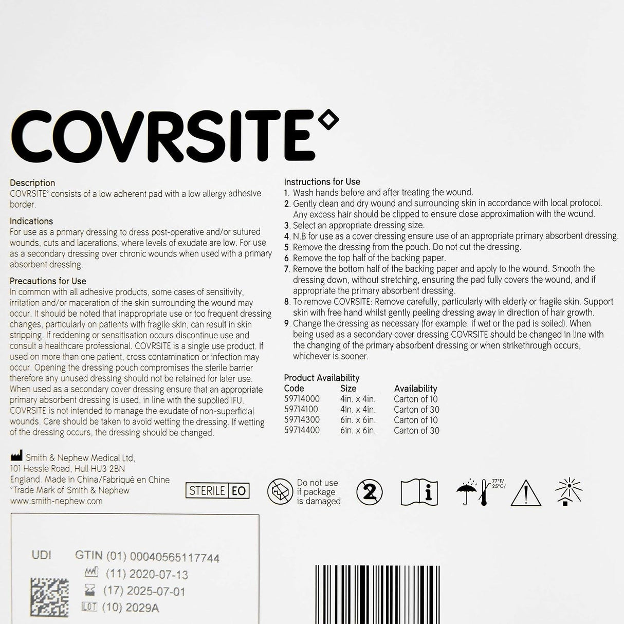 Smith & Nephew Covrsite Composite Dressing, 6 x 6 Inch