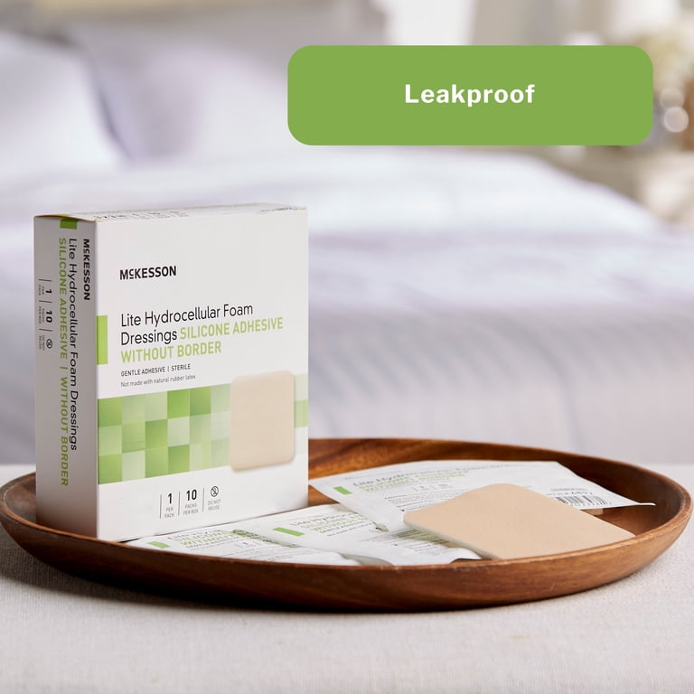 McKesson Lite Hydrocellular Foam Dressing w/ Silicone Adhesive w/o Border, 6 x 6
