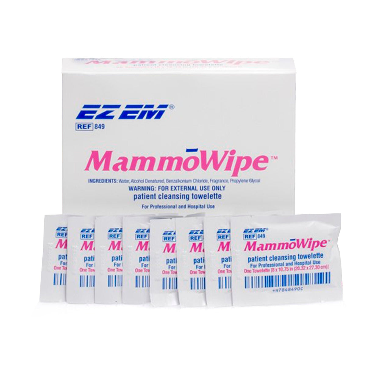 EZ EM MammoWipe Patient Cleansing Towelette, Scented, Non-Sterile, 5" x 5" - 600103 - LL Medico