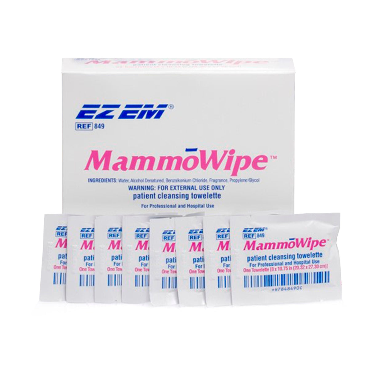 EZ EM MammoWipe Patient Cleansing Towelette, Scented, Non-Sterile, 5" x 5" - 600103 - LL Medico