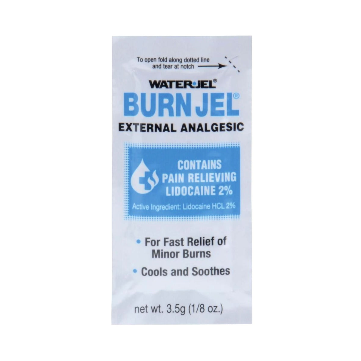 Water Jel Burn Jel, Burn Relief Topical Gel, Lidocaine, 3.5 g Packet - 600U-1.00.000 - LL Medico