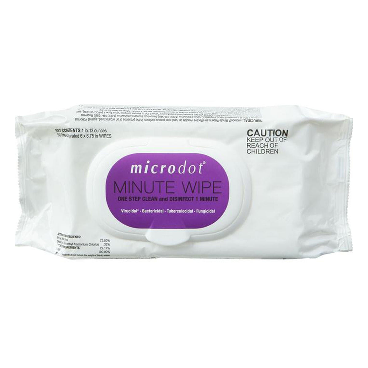 microdot Minute Wipe, Premoistened Alcohol Based Surface Disinfectant Cleaner, 6 x 6.75", Nonsterile - 601-24 - LL Medico