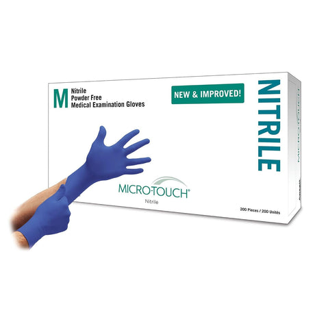 Micro-Touch Nitrile Exam Gloves, Powder Free, Blue