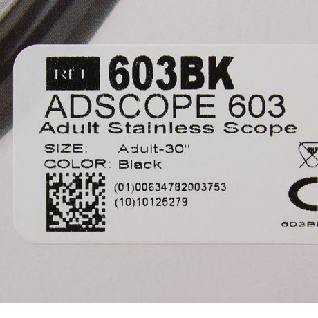 ADC Adscope 603 Classic Stethoscope, Black, 22"