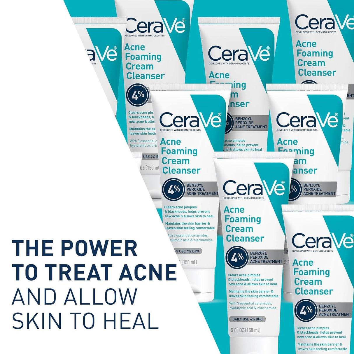 CeraVe Acne Foaming Cream Cleanser, Unscented, 5 fl oz