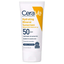 CeraVe Hydrating Mineral Sunscreen Body SPF 50 Lotion, Unscented, 5 fl oz