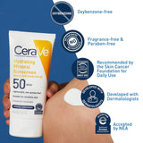 CeraVe Hydrating Mineral Sunscreen Body SPF 50 Lotion, Unscented, 5 fl oz