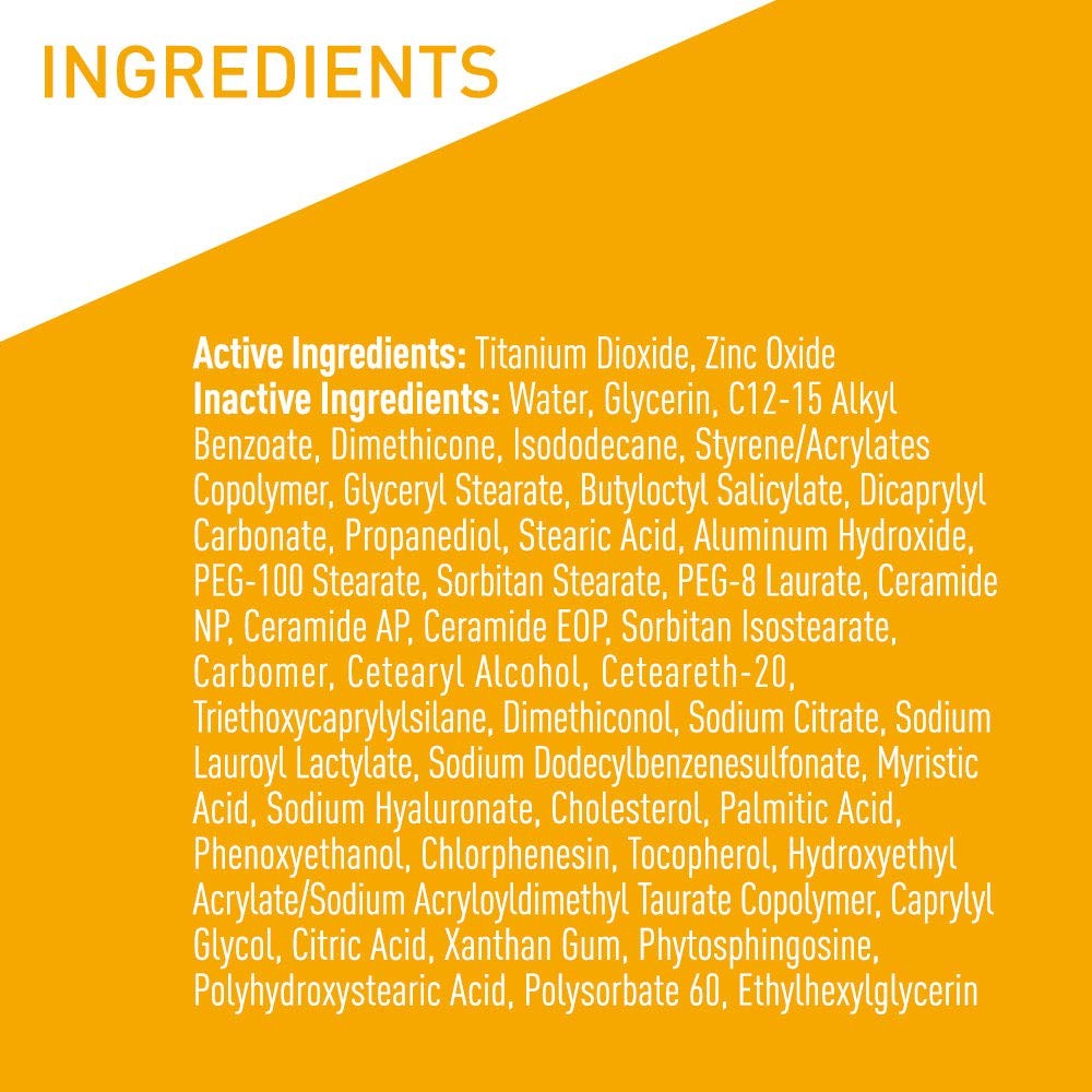 CeraVe Hydrating Mineral Sunscreen Body SPF 50 Lotion, Unscented, 5 fl oz