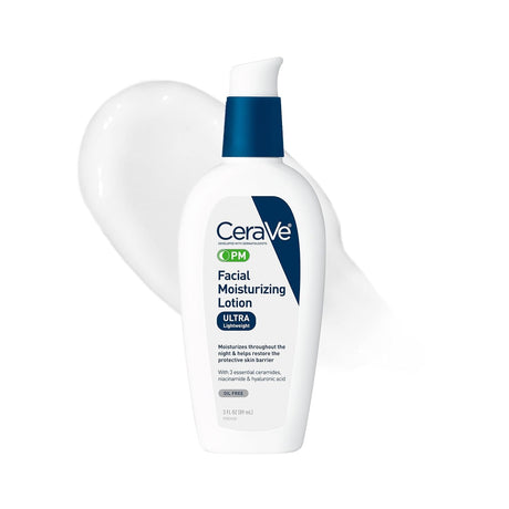 CeraVe Facial Moisturizing Lotion PM, Ultra Lightweight, Unscented, 3 fl oz