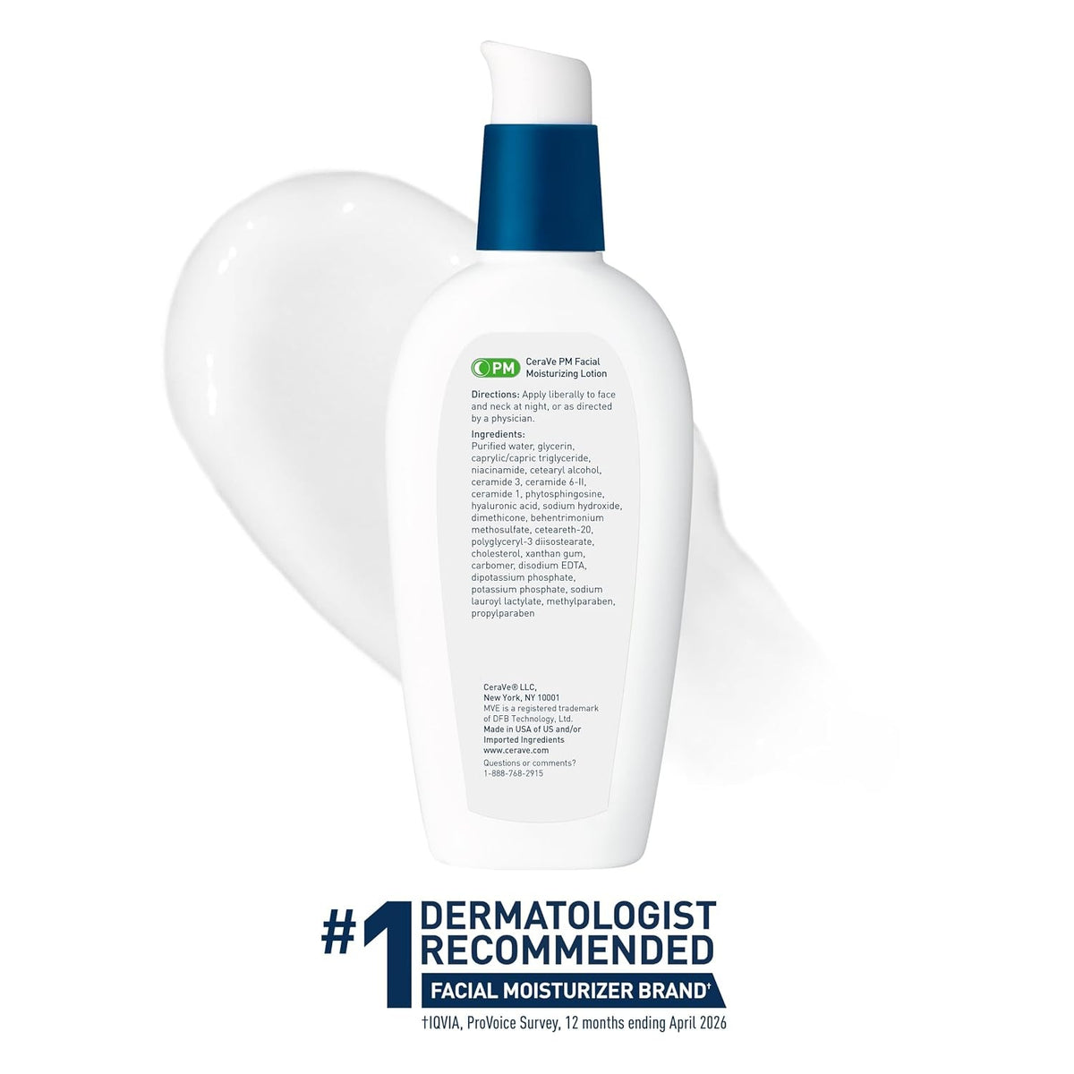 CeraVe Facial Moisturizing Lotion PM, Ultra Lightweight, Unscented, 3 fl oz