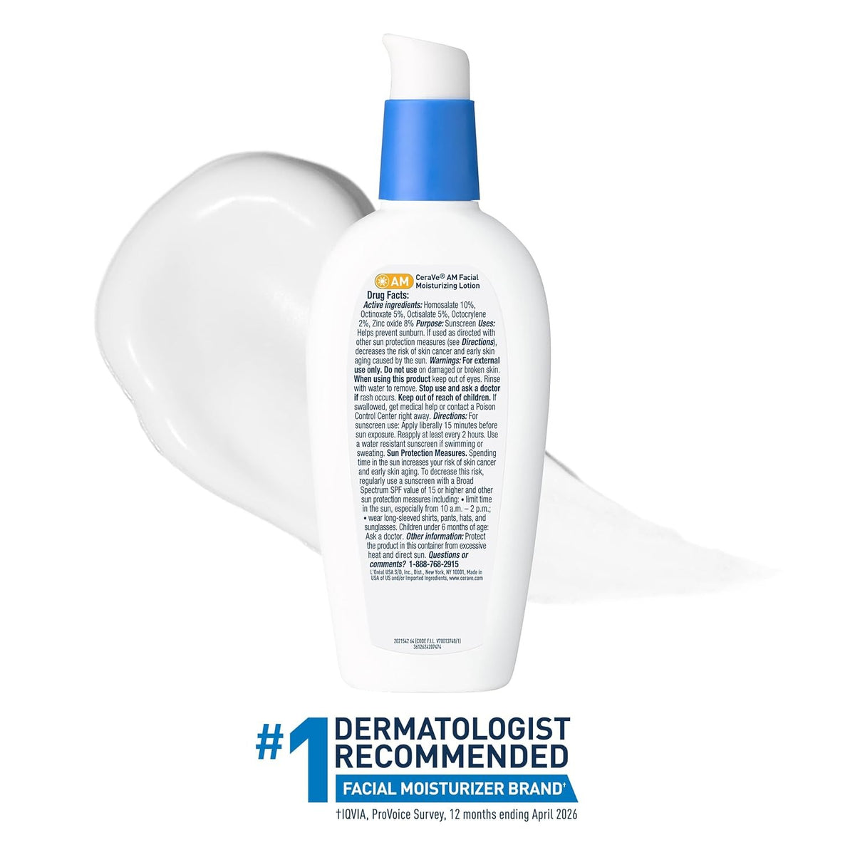 CeraVe AM Facial Moisturizing Lotion with Sunscreen SPF 30, Unscented, 3 fl oz