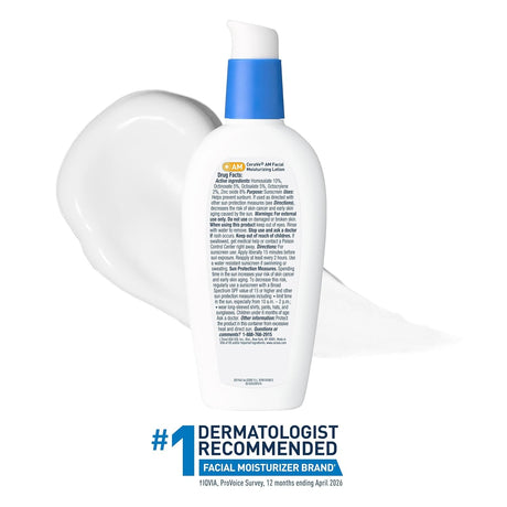 CeraVe AM Facial Moisturizing Lotion with Sunscreen SPF 30, Unscented, 3 fl oz