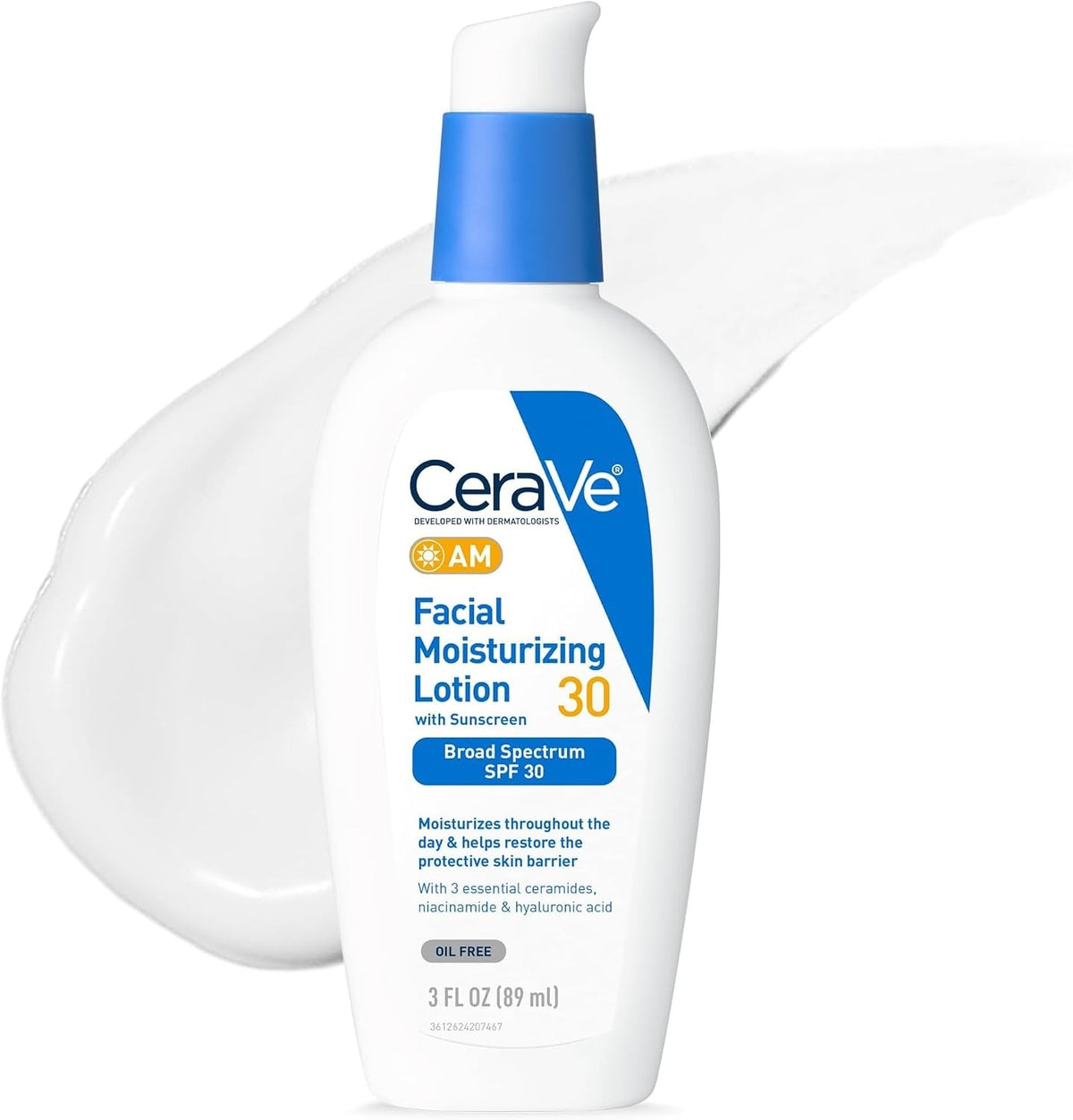 CeraVe AM Facial Moisturizing Lotion with Sunscreen SPF 30, Unscented, 3 fl oz