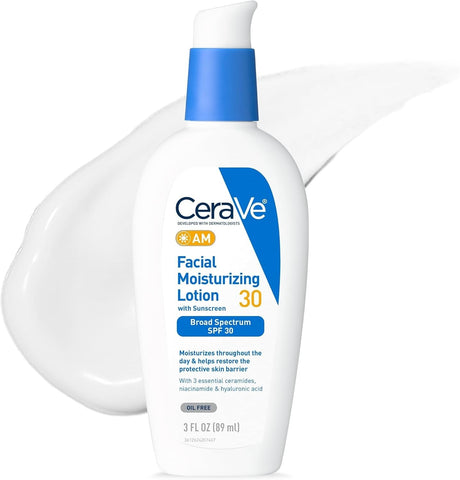 CeraVe AM Facial Moisturizing Lotion with Sunscreen SPF 30, Unscented, 3 fl oz