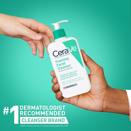 CeraVe Foaming Facial Cleanser for Normal to Oily Skin, Unscented, 16 Fl Oz