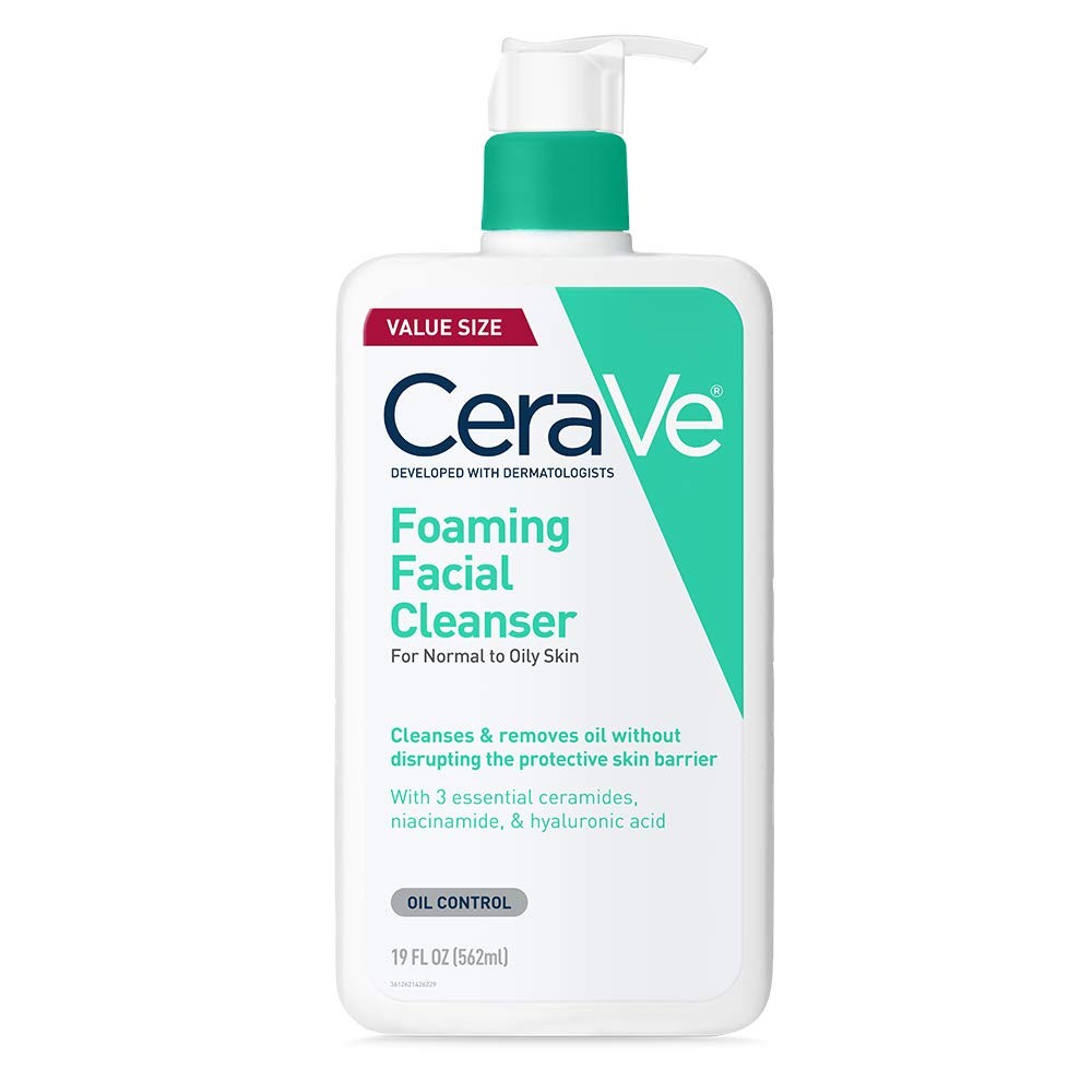 CeraVe Foaming Facial Cleanser for Normal to Oily Skin, Unscented, 16 Fl Oz