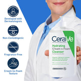 CeraVe Hydrating Cream-to-Foam Cleanser, Unscented, 19 fl oz