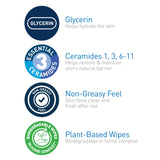CeraVe Hydrating Makeup Removing Plant-Based Wipes, Unscented, Pack of 25