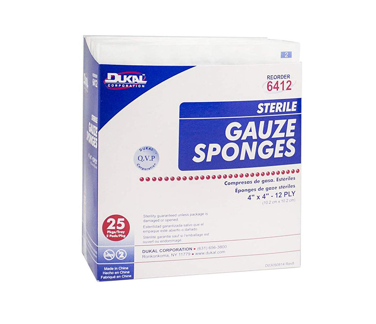 Dukal Sterile Gauze Sponge, 4 x 4 Inch, 12-Ply