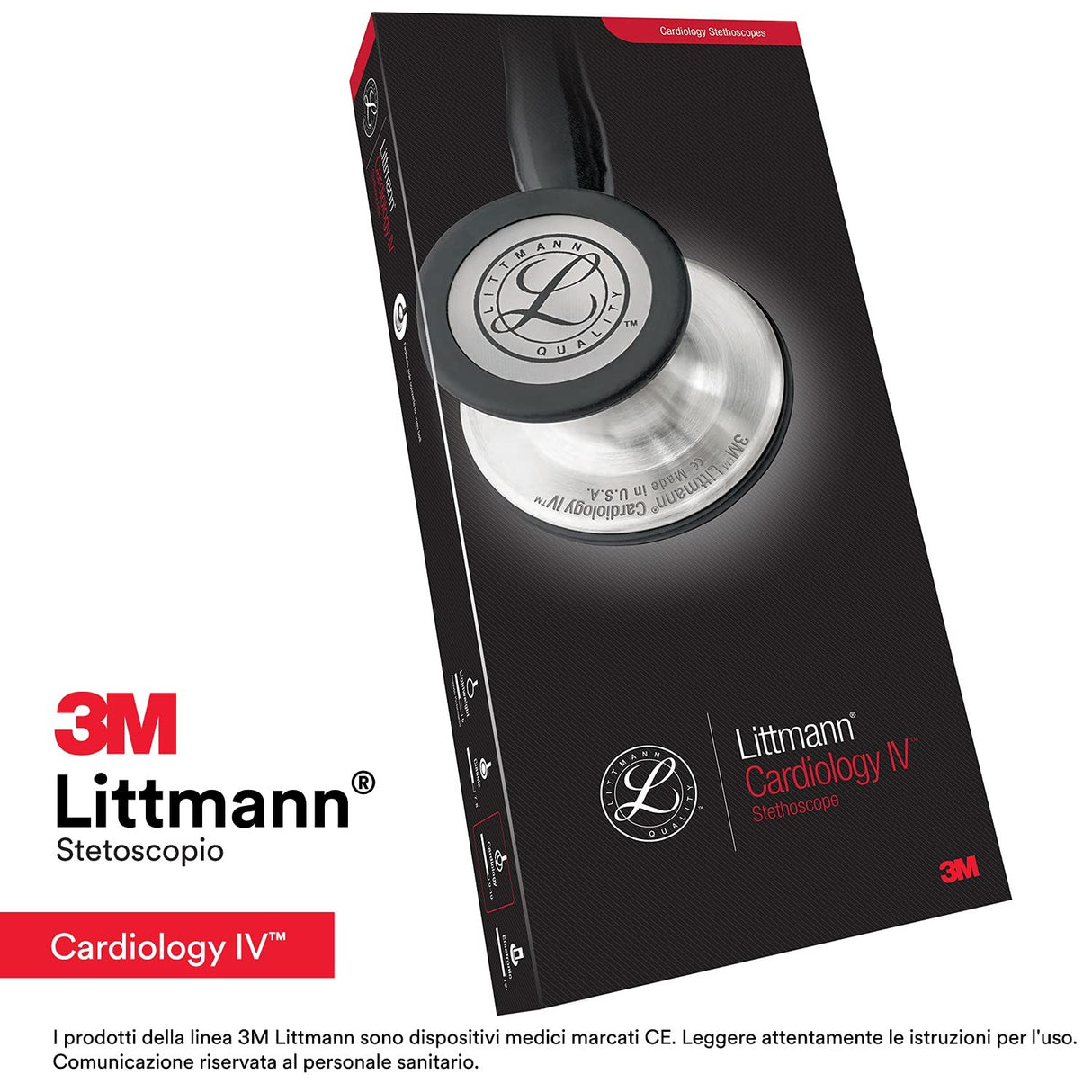 3M Littmann Cardiology IV Diagnostic Stethoscope, Black, 27" Tube