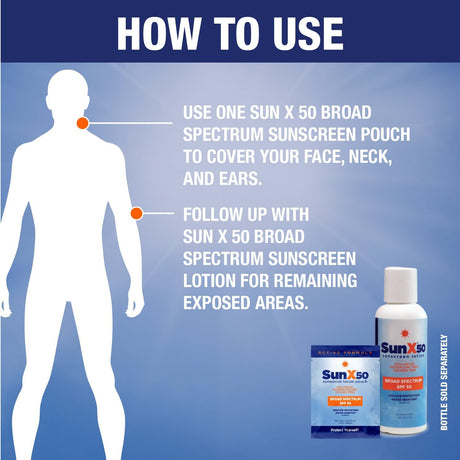 SunX50 Sunscreen Lotion Pouch, Broad Spectrum SPF 50, 1/4 oz (7g)