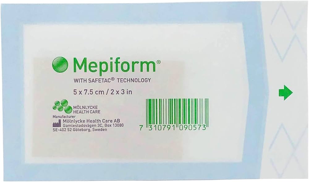 Molnlycke Mepiform Self Adherent Silicone Dressing, 2 x 3 Inch