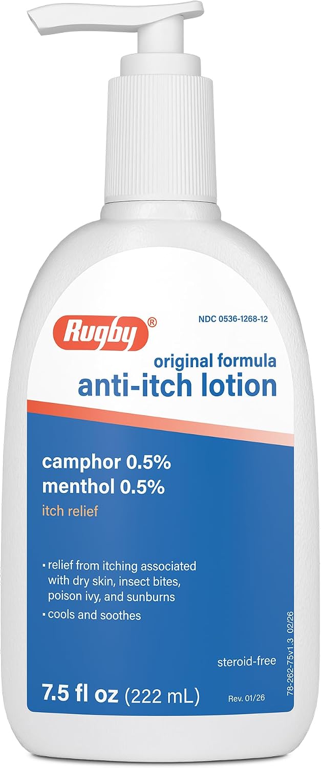 Rugby Anti-Itch Lotion, 0.5% Camphor and 0.5% Menthol, Steroid-Free, 7.5 oz - 00536126812 - LL Medico