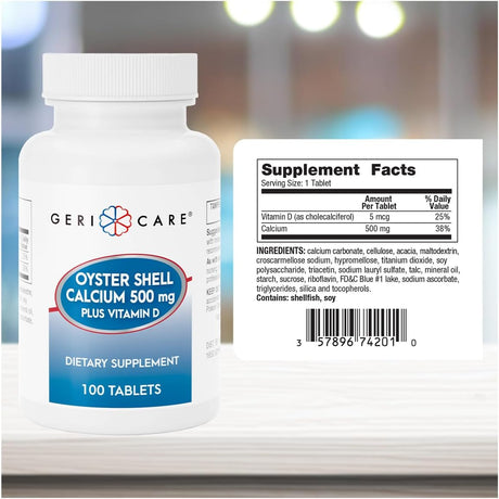 Geri-Care Oyster Shell Calcium Dietary Supplement, 500 mg