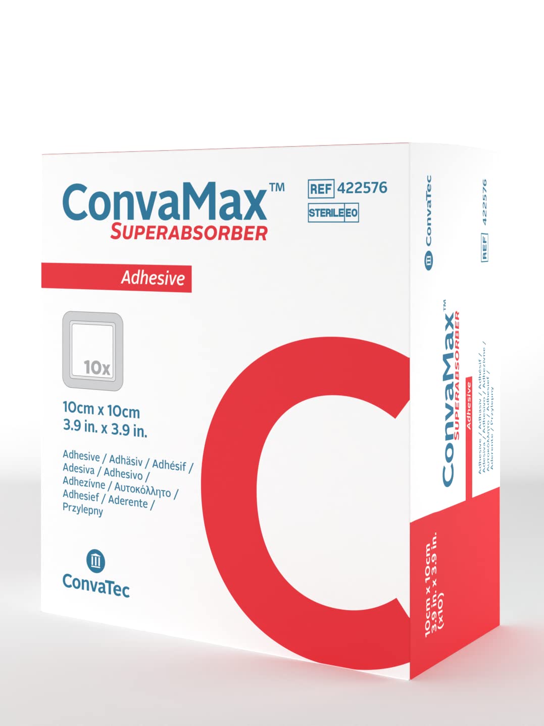 ConvaMax Superabsorber Silicone Adhesive with Border Foam Dressing, 4 x 4 Inch