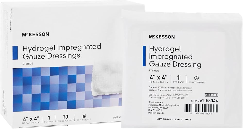 McKesson Hydrogel Gauze Dressing, 4 x 4 Inch