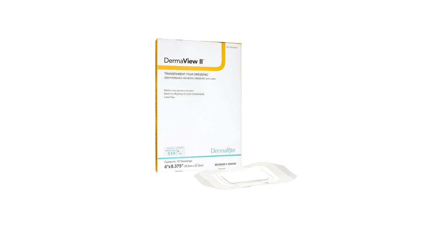 DermaView II Transparent Film Dressing with Border, 15.2 x 21.3 Centimeter