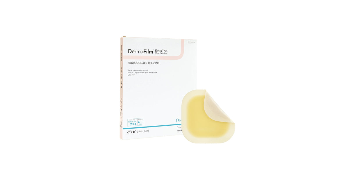 DermaFilm Thin with Border Hydrocolloid Dressing, 6 x 6 Inch