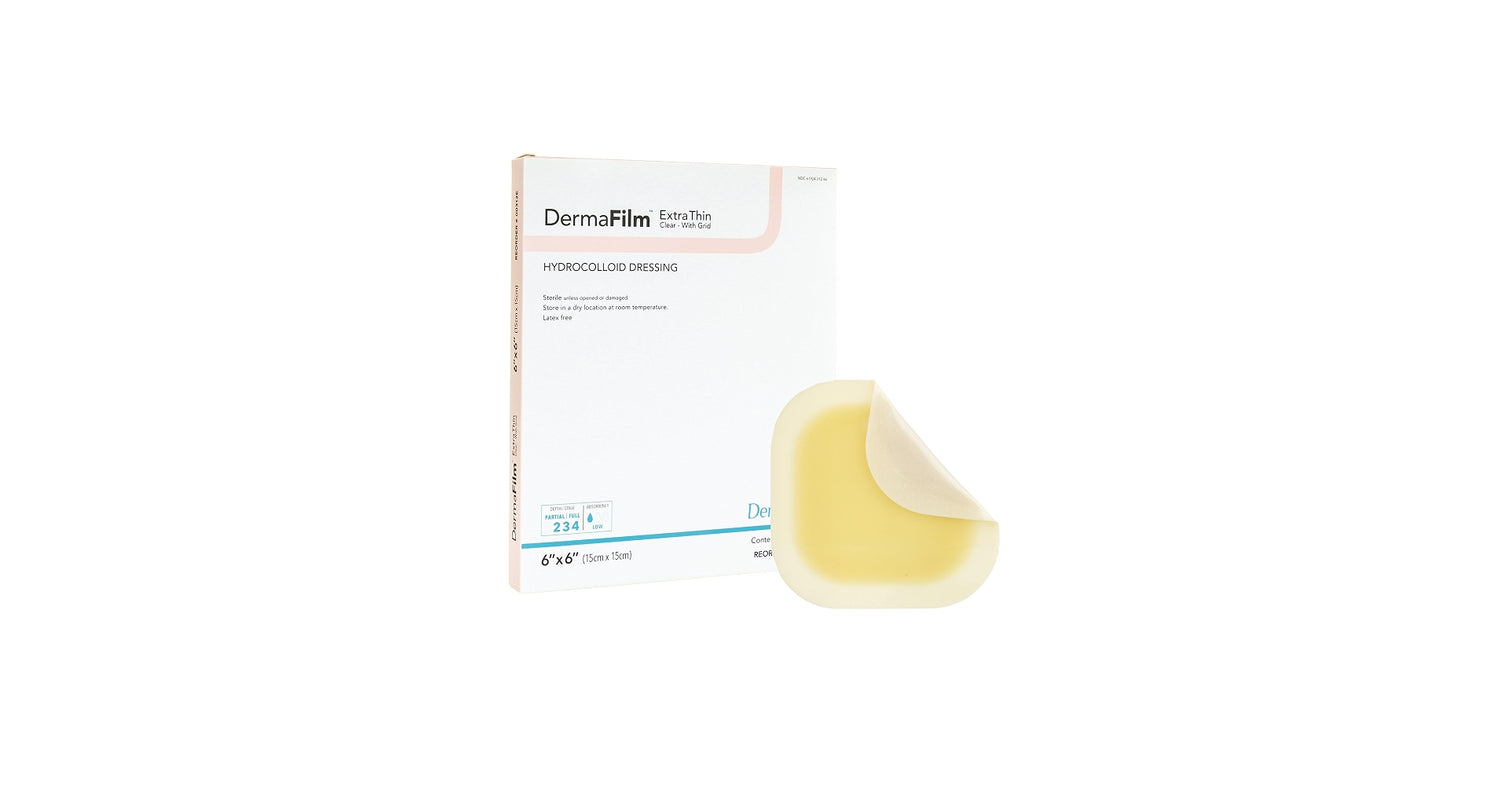 DermaFilm Thin with Border Hydrocolloid Dressing, 6 x 6 Inch