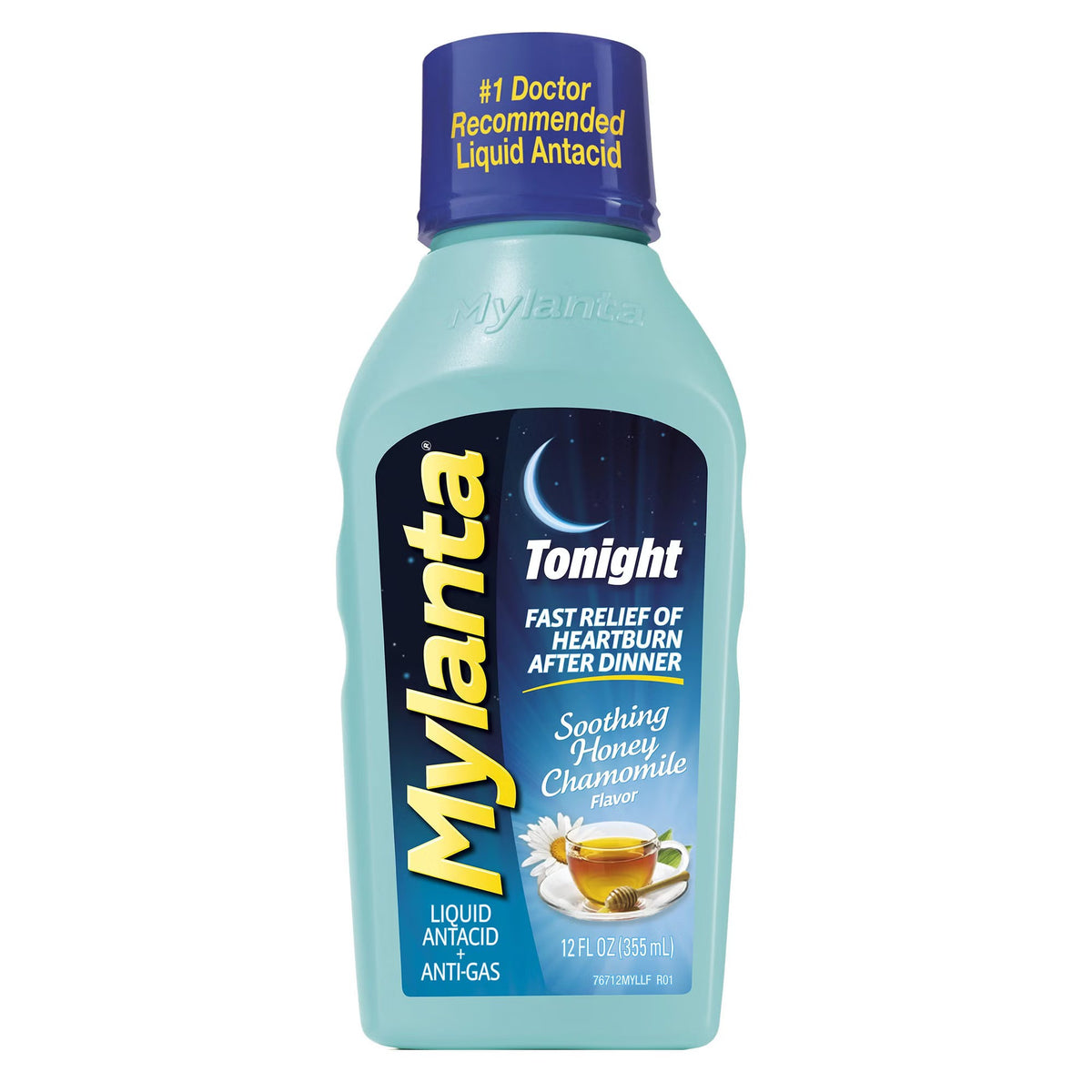 Mylanta Tonight Liquid Antacid + Anti-Gas, Soothing Honey Chamomile, 800 mg / 270 mg / 80 mg, 12 oz - 62372051012 - LL Medico