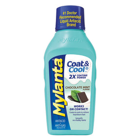 Mylanta Coat & Cool Antacid + Anti-Gas Liquid, Chocolate Mint Flavor, 12 oz - 62372052012 - LL Medico
