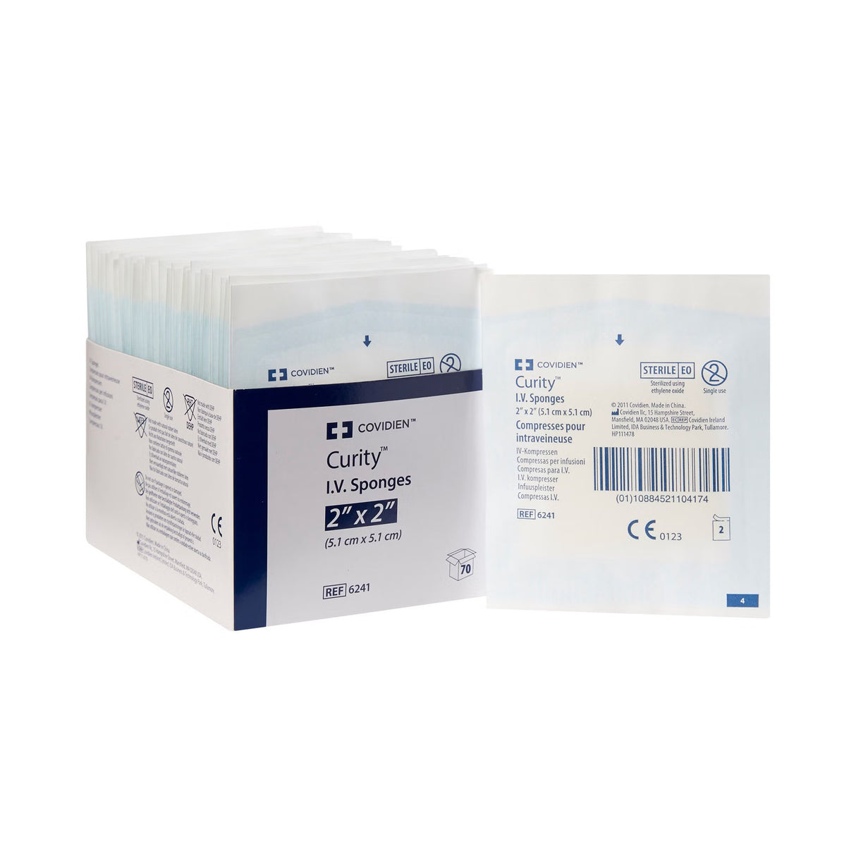 Cardinal Health Curity IV / Drain Split Dressing, 2 x 2 Inch, Six-Ply