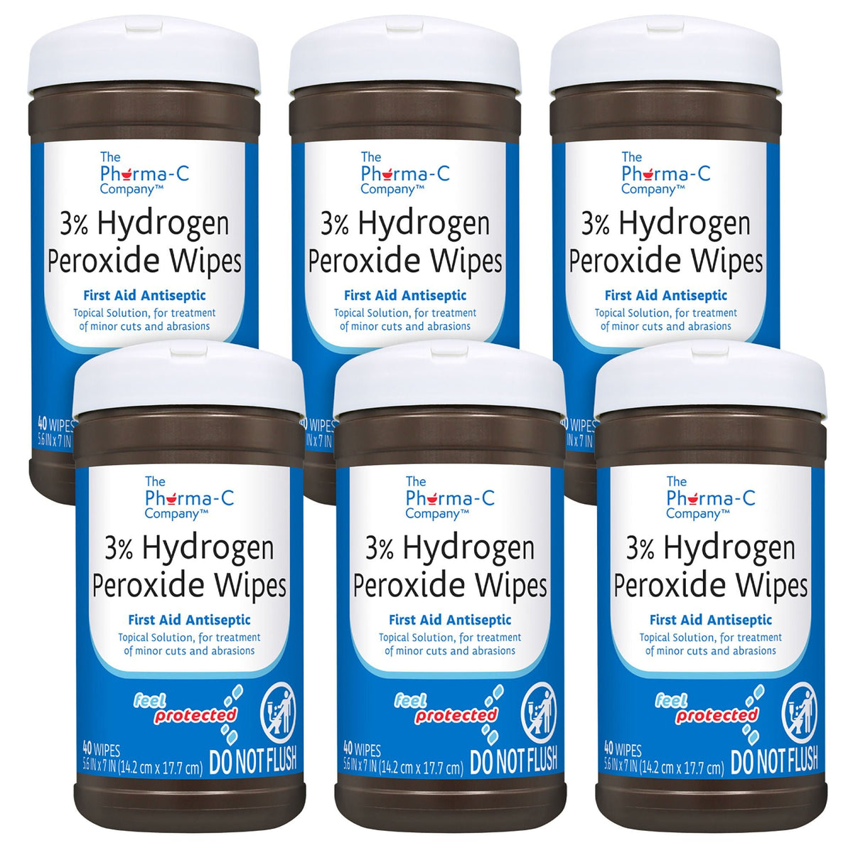 Pharma-C-Wipes 3% Hydrogen Peroxide Antiseptic Skin Wipes, Towelette Canister - 63-13271 - LL Medico