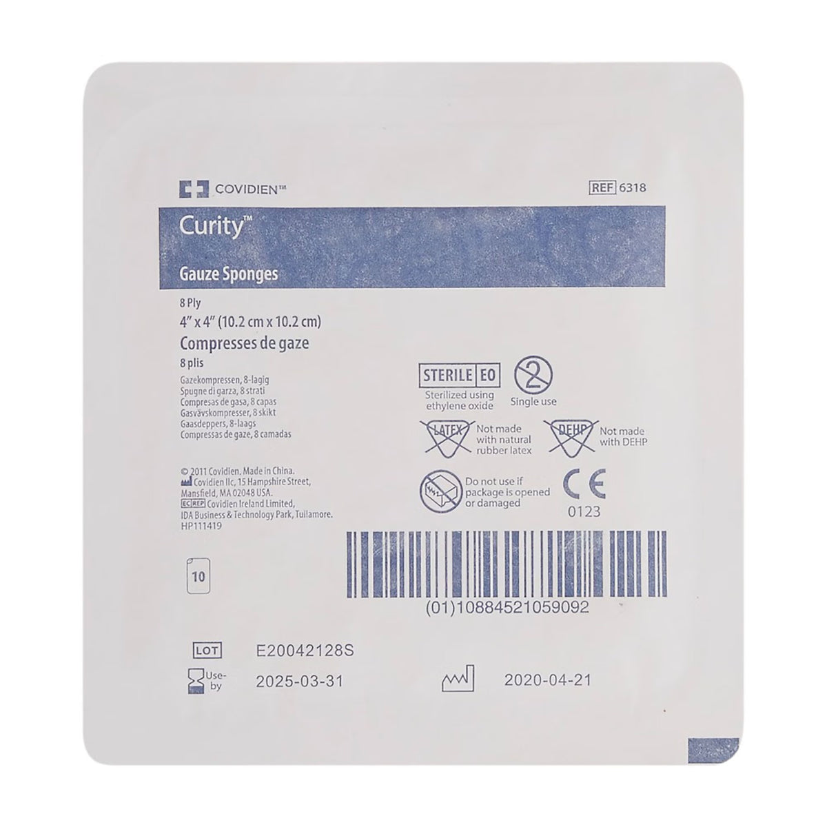 Cardinal Health Curity Sterile USP Type VII Gauze Sponge, 4 x 4 Inch, Eight-Ply