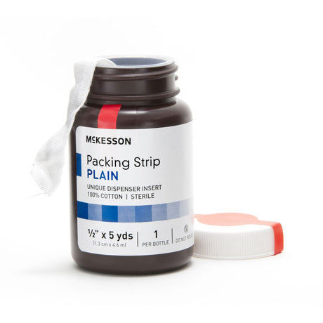 McKesson Packing Strip Plain, 100% Cotton, Sterile, 1/2 In x 5 Yds - 61-59220 - LL Medico